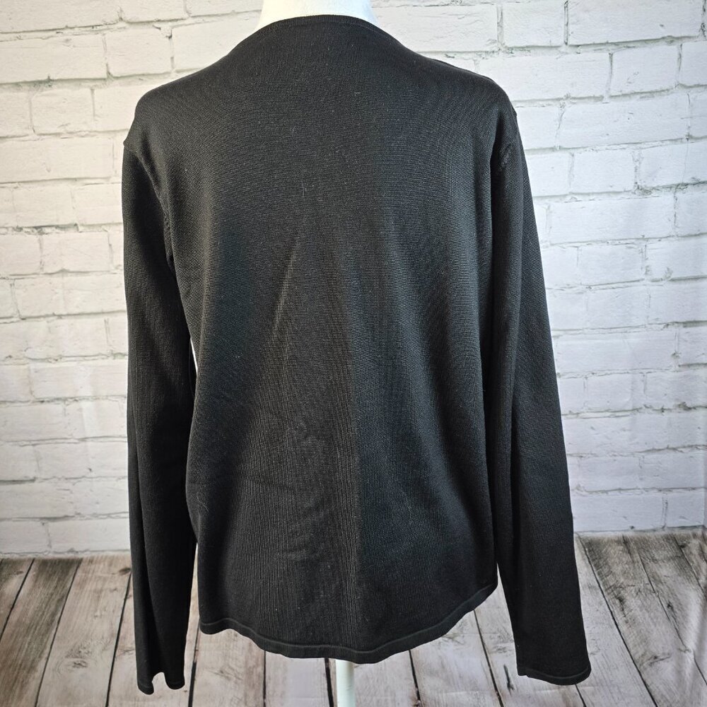 WOMENS OBEE BLACK CARDIGAN WITH FLORAL EMBROIDERY HOOK AND EYE CLOSURE SIZE L - Picture 5 of 7